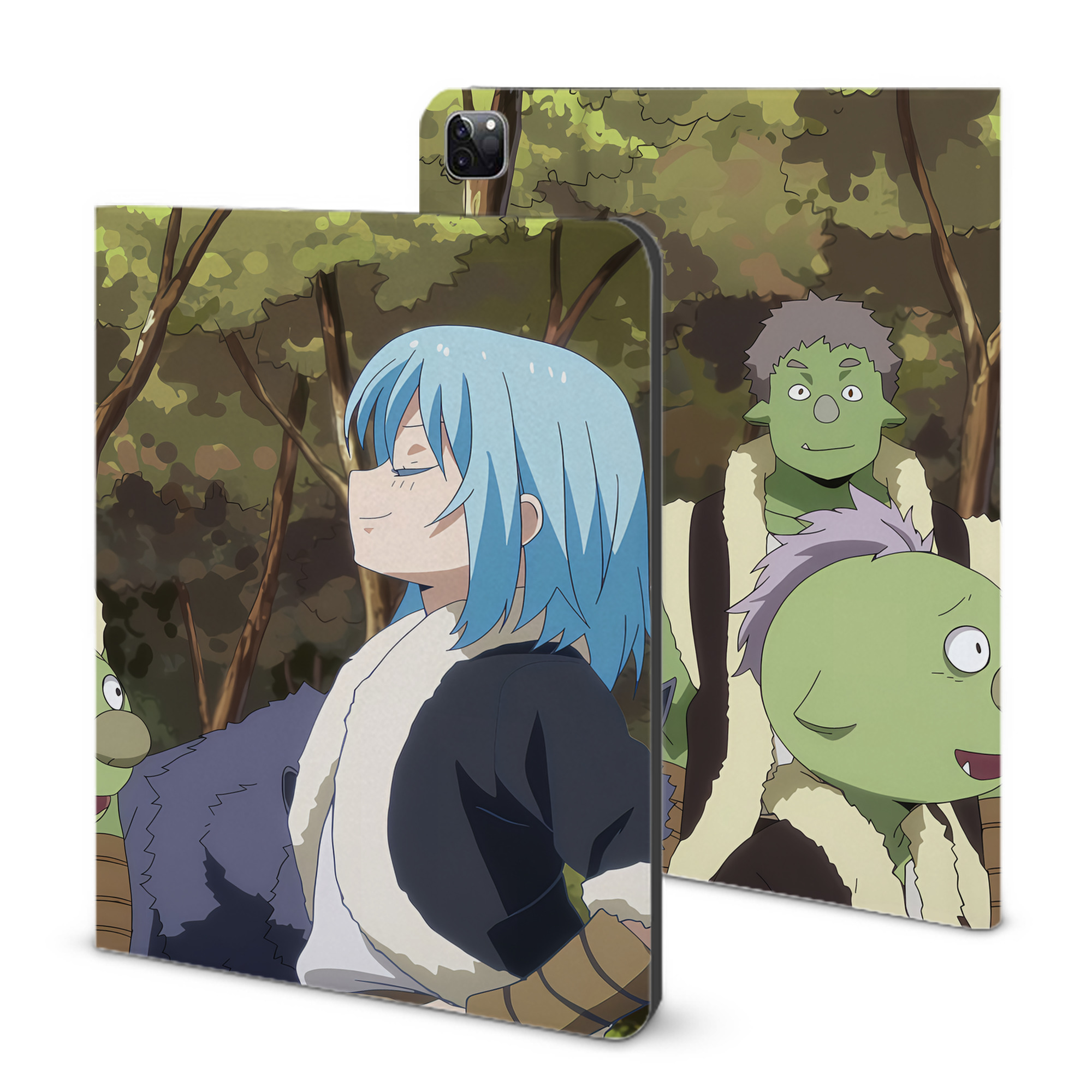 （画像用） 転スラ Regarding Reincarnated to Slime IPad ケース ブック型 PUレザー TPU 耐衝撃 軽量 薄型 ペン収納なし 全面保護 IPad 各モデル対応